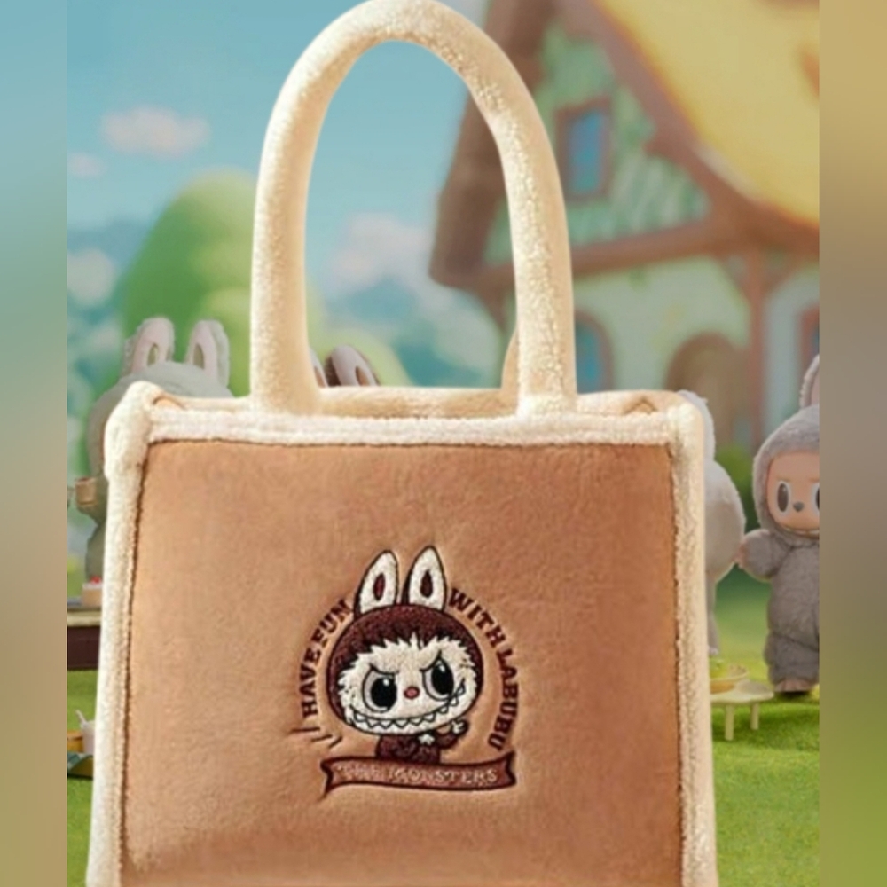 Classic Bag Series Labubu Plush Tote Bag - Brown